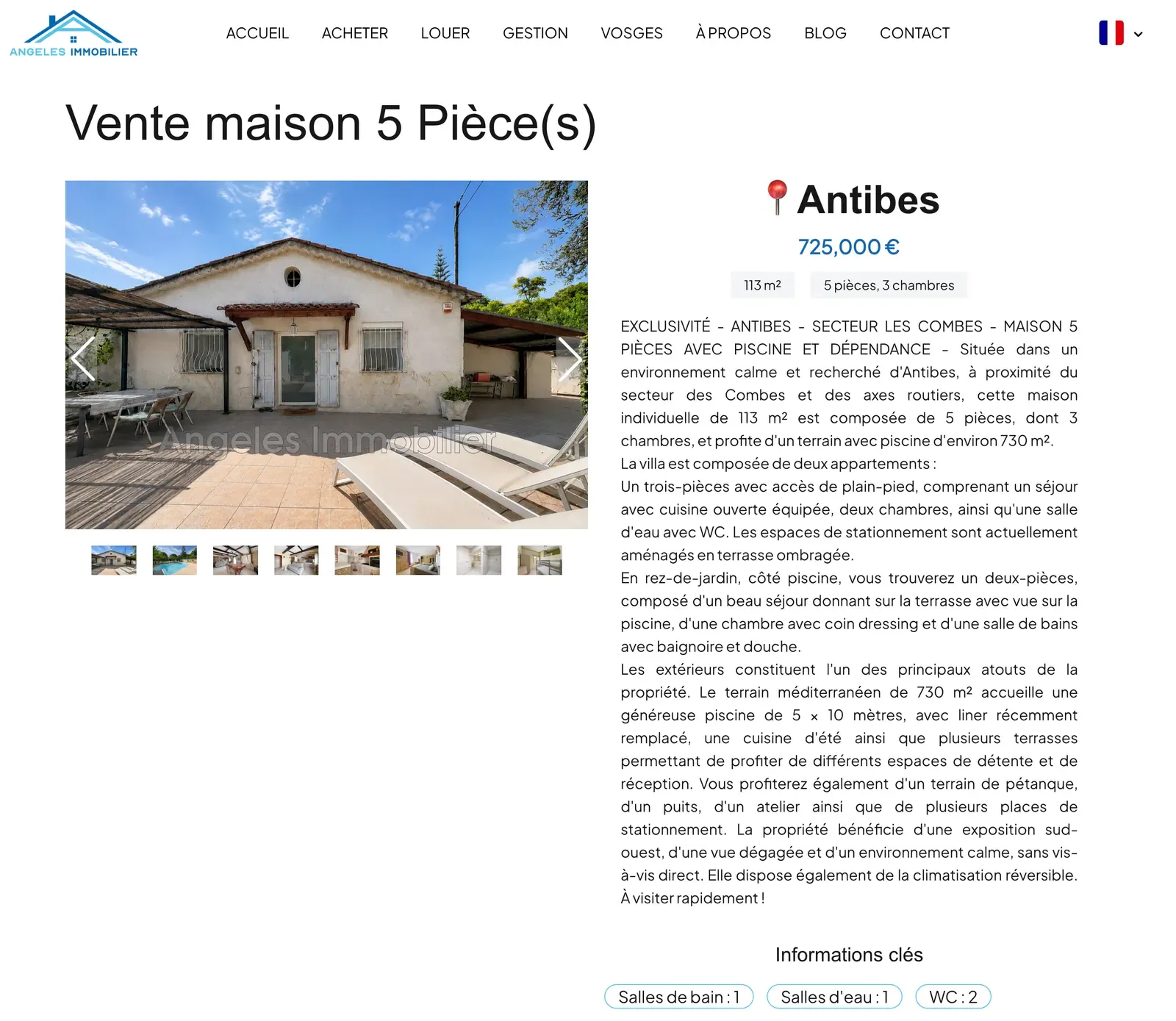 Property page: gallery, price, floor area and description